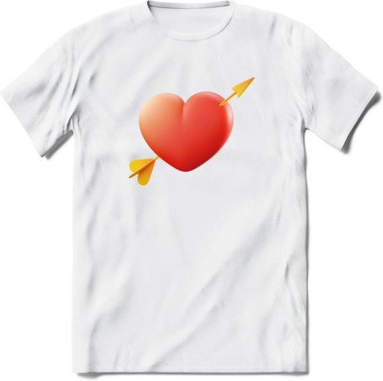 Valentijn Hart T-Shirt | Grappig Valentijnsdag Cadeautje voor Hem en Haar | Dames - Heren - Unisex | Kleding Cadeau | - Wit - 3XL