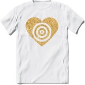 Valentijn Goud Hart T-Shirt | Grappig Valentijnsdag Cadeautje voor Hem en Haar | Dames - Heren - Unisex | Kleding Cadeau | - Wit - XL