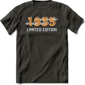 1935 Limited Edition T-Shirt | Goud - Zilver | Grappig Verjaardag en Feest Cadeau Shirt | Dames - Heren - Unisex | Tshirt Kleding Kado | - Donker Grijs - 3XL