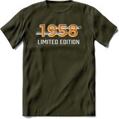 1958 Limited Edition T-Shirt | Goud - Zilver | Grappig Verjaardag en Feest Cadeau Shirt | Dames - Heren - Unisex | Tshirt Kleding Kado | - Leger Groen - L