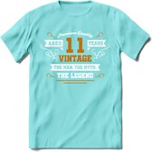 11  Jaar Legend T-Shirt | Goud - Wit | Grappig Verjaardag en Feest Cadeau Shirt | Dames - Heren - Unisex | Tshirt Kleding Kado | - Licht Blauw - S