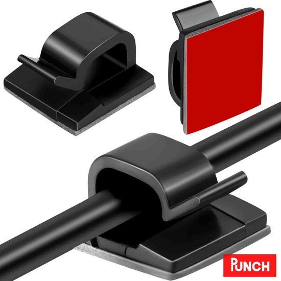 Zwarte Kabelhouder Kabel Organiser Clip Zelfklevend met 3M Tape