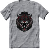 Tijger - Dieren Mandala T-Shirt | Rood | Grappig Verjaardag Zentangle Dierenkop Cadeau Shirt | Dames - Heren - Unisex | Wildlife Tshirt Kleding Kado | - Donker Grijs - Gemaleerd -