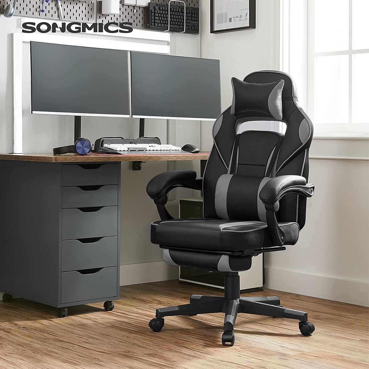 Gaming HMBG073B03 Gamingstoel met Voetsteun en Hoofdsteun - afbeelding 2