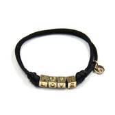 Armband Love Cubes Black Goud | gouden plating over brass | Messing | Vriendschapsarmband - 26 cm (verstelbaar) | Buddha Ibiza