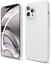 Siliconen Backcover Hoesje iPhone 12 Pro Wit - Telefoonhoesje - Smartphonehoesje - Zonder Screen Protector