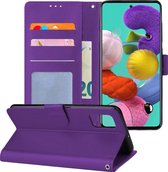 LuxeBass Telefoon Wallet Bookcase voor Samsung Galaxy S21 Ultra - Portemonnee telefoonhoesje voor Bankpassen - Kunstleer - Siliconen Houder - Magnetische sluiten- Paars - bookcase