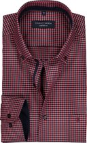 CASA MODA comfort fit overhemd - popeline - rood geruit - Strijkvriendelijk - Boordmaat: 50