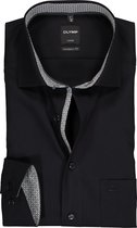 OLYMP Luxor modern fit overhemd - mouwlengte 7 - zwart (contrast) - Strijkvrij - Boordmaat: 44