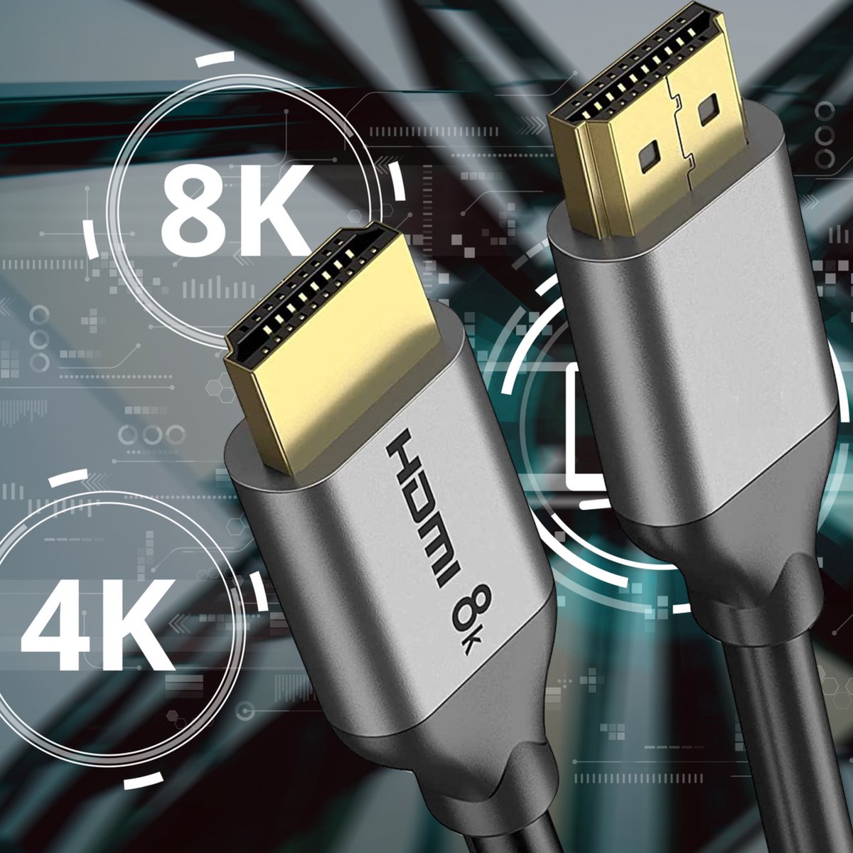 HDMI Kabel 8K - 3 Meter - HDMI Kabel 2.1 - Ultra HD 8K + 4K 120hz - HDMI naar HDMI Kabel - 8K HDMI Kabel - Ondersteunt alle oudere HDMI versies zoals 4K - Geschikt voor PS5, XBOX - Accessoires - 3D, Dynamic HDR, ARC, eARC, VRR, QMS, QFT, ALLM