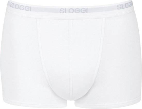 Witte Sloggi boxershort met zilverkleurige tailleband met logo.