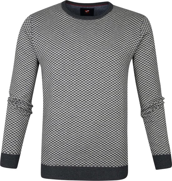 Suitable - Katoen Zach Pullover Grijs Print - Heren - Maat XXL - Modern-fit