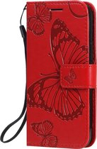 Apple iPhone 12 Mini Hoesje - Mobigear - Butterfly Serie - Kunstlederen Bookcase - Rood - Hoesje Geschikt Voor Apple iPhone 12 Mini