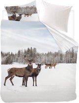 Snoozing Winter Landscape - Flanel - Dekbedovertrek - Tweepersoons - 200x200/220 cm - Wit
