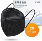 R2B - FFP2 mondkapje - CE-gecertificeerd - FFP2 mondmaskers - Medische mondkapjes - Per stuk verpakt - Zwart - 20 stuks
