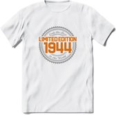 1944 Limited Edition Ring T-Shirt | Zilver - Goud | Grappig Verjaardag en Feest Cadeau Shirt | Dames - Heren - Unisex | Tshirt Kleding Kado | - Wit - XL