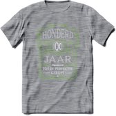 100 Jaar Legendarisch Gerijpt T-Shirt | Groen - Grijs | Grappig Verjaardag en Feest Cadeau Shirt | Dames - Heren - Unisex | Tshirt Kleding Kado | - Donker Grijs - Gemaleerd - XL