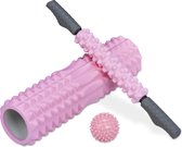 Relaxdays foam roller set van 2 - inclusief massagebal - massage set - triggerpoint - roze