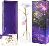 Galaxy Rose 24K Gold Rose Handgemaakte geconserveerde roos met standaard geschenkdoos kunstmatige lichtgevende roos cadeau voor mama vrouwen vriendin Valentijnsdag Moederdag verjaardag trouwd