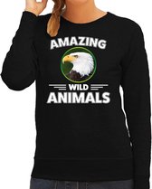 Sweater zeearend - zwart - dames - amazing wild animals - cadeau trui zeearend / arend roofvogels liefhebber L