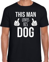 This man loves his dog honden t-shirt zwart - heren - Honden liefhebber cadeau shirt 2XL