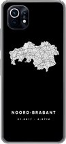 Geschikt voor Xiaomi Mi 11 hoesje - Noord-Brabant - Zwart - Wegenkaart Nederland - Siliconen Telefoonhoesje
