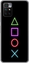 Geschikt voor Xiaomi Redmi 10 hoesje - Gaming - Neon - Console - Zwart - Controller - Gamen - Siliconen Telefoonhoesje