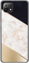 Telefoonhoesje Geschikt voor Xiaomi Mi 11 Lite hoesje - Marmer print - Goud - Roze - Siliconen Telefoonhoesje