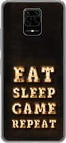 Geschikt voor Xiaomi Redmi Note 10 Lite hoesje - Gaming - Games - Quotes - Spreuken - Eat sleep game repeat - Siliconen Telefoonhoesje