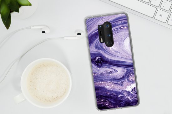 OnePlus 8 Pro - Marbre - Natuursteen - Paillettes - Siliconen