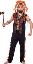 Wilbers - Indiaan Kostuum - Stoere Indiaan White Eagle - Man - bruin - Maat 52 - Carnavalskleding - Verkleedkleding