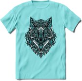 Vos - Dieren Mandala T-Shirt | Lichtblauw | Grappig Verjaardag Zentangle Dierenkop Cadeau Shirt | Dames - Heren - Unisex | Wildlife Tshirt Kleding Kado | - Licht Blauw - L