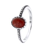 Lucardi - Dames Ring met Gemstone jasper - Ring - Cadeau - Echt Zilver - Zilverkleurig