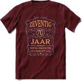 70 Jaar Legendarisch Gerijpt T-Shirt | Sky Blue - Ivoor | Grappig Verjaardag en Feest Cadeau Shirt | Dames - Heren - Unisex | Tshirt Kleding Kado | - Burgundy - XL