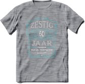 60 Jaar Legendarisch Gerijpt T-Shirt | Lichtblauw - Grijs | Grappig Verjaardag en Feest Cadeau Shirt | Dames - Heren - Unisex | Tshirt Kleding Kado | - Donker Grijs - Gemaleerd - L