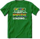 Gay Pride Loading T-Shirt | Grappig LHBTIQ+ / LGBTQ / Gay / Homo / Lesbi Cadeau Shirt | Dames - Heren - Unisex | Tshirt Kleding Kado | - Donker Groen - L