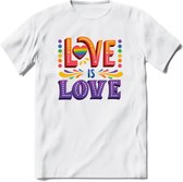 Love Is Love | Pride T-Shirt | Grappig LHBTIQ+ / LGBTQ / Gay / Homo / Lesbi Cadeau Shirt | Dames - Heren - Unisex | Tshirt Kleding Kado | - Wit - XL