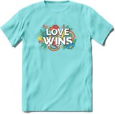 Love Wins | Pride T-Shirt | Grappig LHBTIQ+ / LGBTQ / Gay / Homo / Lesbi Cadeau Shirt | Dames - Heren - Unisex | Tshirt Kleding Kado | - Licht Blauw - M