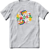 Love Is Love | Pride T-Shirt | Grappig LHBTIQ+ / LGBTQ / Gay / Homo / Lesbi Cadeau Shirt | Dames - Heren - Unisex | Tshirt Kleding Kado | - Licht Grijs - Gemaleerd - L
