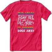 Gay Glitter | Pride T-Shirt | Grappig LHBTIQ+ / LGBTQ / Gay / Homo / Lesbi Cadeau Shirt | Dames - Heren - Unisex | Tshirt Kleding Kado | - Roze - L