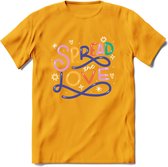 Spread Love | Pride T-Shirt | Grappig LHBTIQ+ / LGBTQ / Gay / Homo / Lesbi Cadeau Shirt | Dames - Heren - Unisex | Tshirt Kleding Kado | - Geel - M