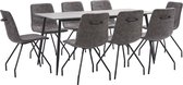 Decoways - 9-delige Eethoek kunstleer donkerbruin