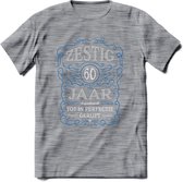 60 Jaar Legendarisch Gerijpt T-Shirt | Blauw - Grijs | Grappig Verjaardag en Feest Cadeau Shirt | Dames - Heren - Unisex | Tshirt Kleding Kado | - Donker Grijs - Gemaleerd - L