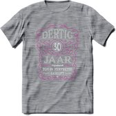 30 Jaar Legendarisch Gerijpt T-Shirt | Roze - Grijs | Grappig Verjaardag en Feest Cadeau Shirt | Dames - Heren - Unisex | Tshirt Kleding Kado | - Donker Grijs - Gemaleerd - M