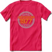 1977 Limited Edition Ring T-Shirt | Zilver - Goud | Grappig Verjaardag en Feest Cadeau Shirt | Dames - Heren - Unisex | Tshirt Kleding Kado | - Roze - S