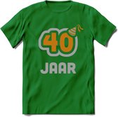 40 Jaar Feest T-Shirt | Goud - Zilver | Grappig Verjaardag Cadeau Shirt | Dames - Heren - Unisex | Tshirt Kleding Kado | - Donker Groen - XL