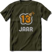 13 Jaar Feest T-Shirt | Goud - Zilver | Grappig Verjaardag Cadeau Shirt | Dames - Heren - Unisex | Tshirt Kleding Kado | - Leger Groen - XXL