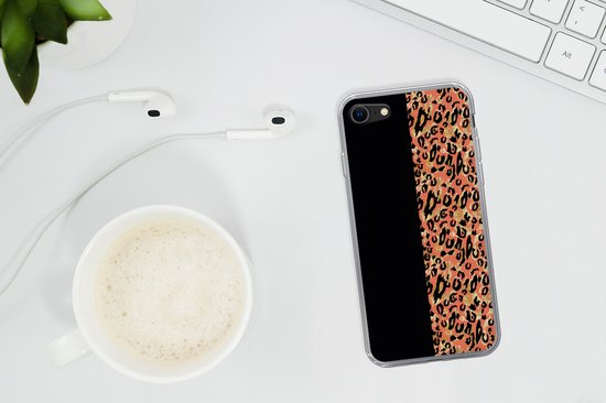 Coque iPhone 7 - Imprimé Panthère - Goud - Zwart - Siliconen