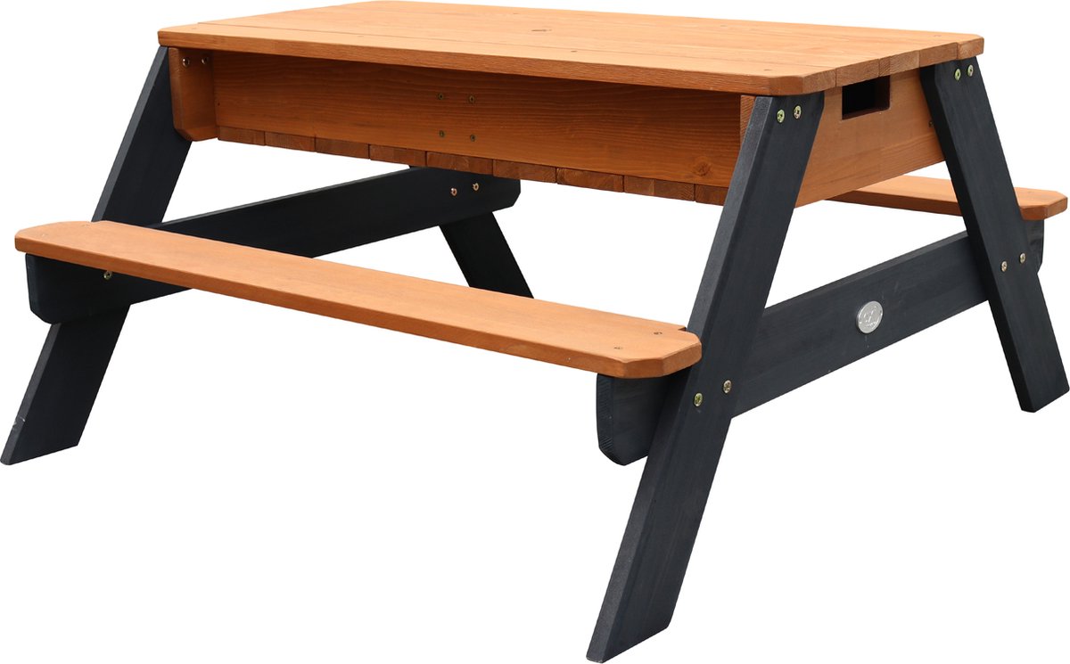AXI Nick Zand & Water Picknicktafel in Antraciet/Bruin - Met Parasol in Blauw/Wit - Multifunctionele Picknick tafel van FSC hout - Picknick tafel voor kinderen van hout — afbeelding 13