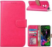 LuxeBass Hoesje geschikt voor LG G8 ThinQ - Bookcase Roze - portemonee hoesje - telefoonhoes - gsm hoes - telefoonhoesjes